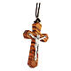 Olive wood cross pendant with metal body of Christ 4 cm s2
