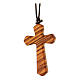 Olive wood cross pendant with metal body of Christ 4 cm s3