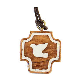 Cross pendant with dove in Assisi wood 2x2 cm