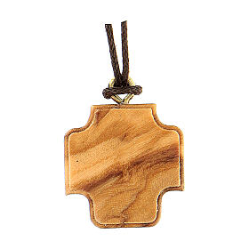 Boarded cross pendant with chalice in olive wood 