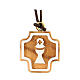 Boarded cross pendant with chalice in olive wood  s1
