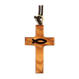 Latin cross with fish, olivewood
