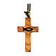 Olive wood cross pendant with fish s1