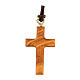 Olive wood cross pendant with fish s2