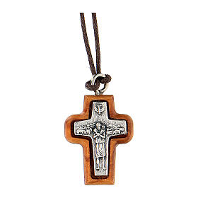 Kreuz aus Assisi-Holz mit Mini-Papst, 2 x 2 cm