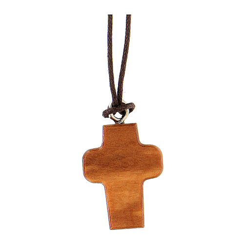 Mini pope cross in wood from Assisi 2x2 cm 3