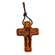Croix avec bords et Jésus en relief bois olivier 4 cm s1