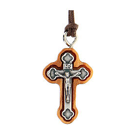 Kreuz aus Metall und Olivenbaumholz, 2 cm