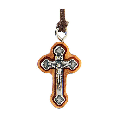 Kreuz aus Metall und Olivenbaumholz, 2 cm 1