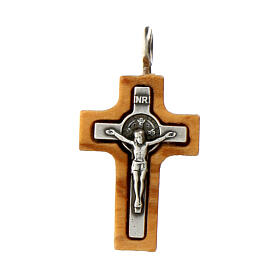Mini Kreuz von Sankt Benedikt aus Olivenbaumholz
