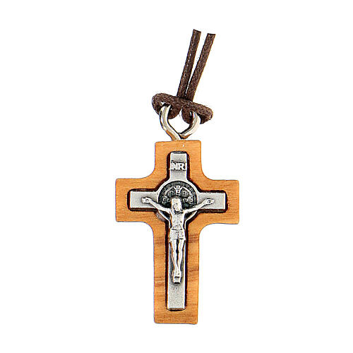Mini Kreuz von Sankt Benedikt aus Olivenbaumholz 1