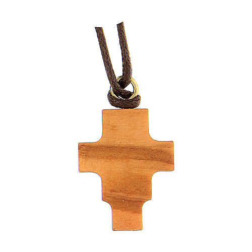 Kreuz-Anhänger von Sankt Damian aus Olivenbaumholz und Harz, 2 cm 2