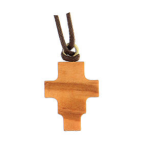 Colgante cruz madera olivo San Damián resina 2 cm