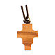 Pendentif croix Saint Damien bois olivier et résine 2 cm s2