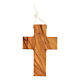 Olivewood cross with fish, 4 cm, white rope s2