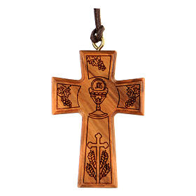 Cruz madera de Asís con eucaristía 5x3 cm