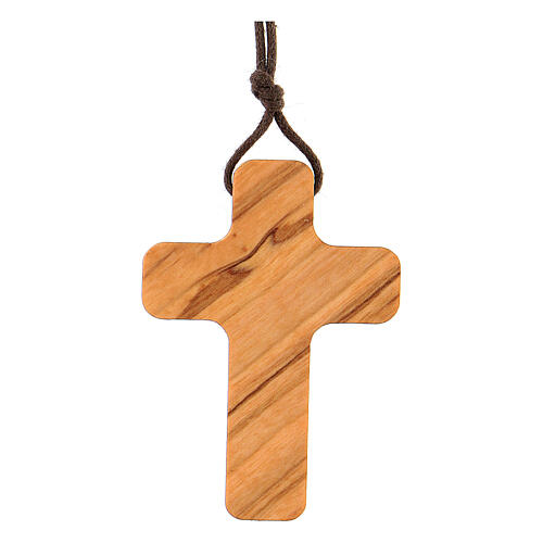 Kreuz aus Olivenbaumholz mit reliefartigem Christus, 5 x 3 cm 3