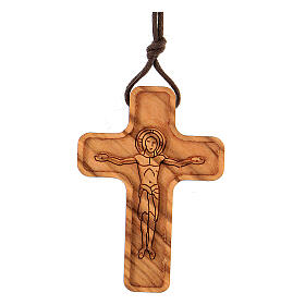 Croix Christ en relief bois olivier 5x3 cm