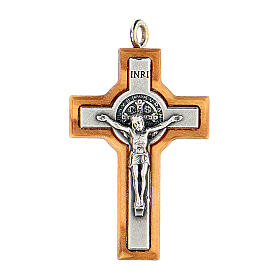 Kreuz von Sankt Benedikt aus Assisi-Olivenbaumholz, 4 x 3 cm