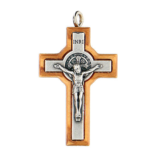 Kreuz von Sankt Benedikt aus Assisi-Olivenbaumholz, 4 x 3 cm 1