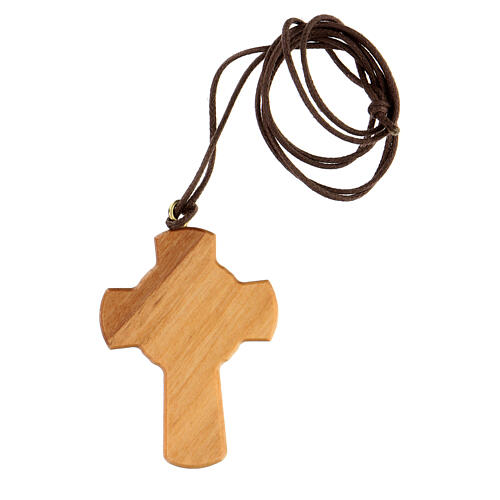Assisi olivewood rounded cross with Eucharist 5x4 cm 3