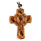 Assisi olivewood rounded cross with Eucharist 5x4 cm s1
