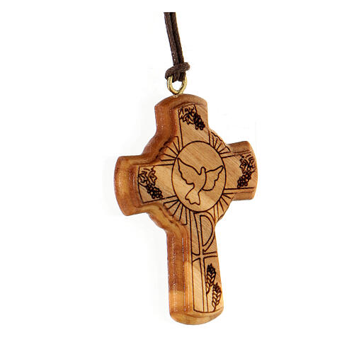 Cross of Bethlehem with dove, Assisi olivewood 2