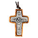 Pendentif croix du Bon Pasteur 5x3 cm bois d'olivier s1