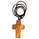 Pendentif croix du Bon Pasteur 5x3 cm bois d'olivier s3