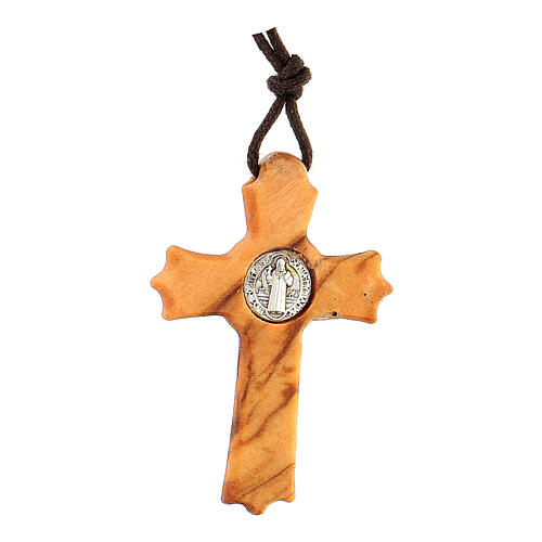 Kleines Kreuz von Sankt Benedikt aus Olivenbaumholz, 4 cm 2