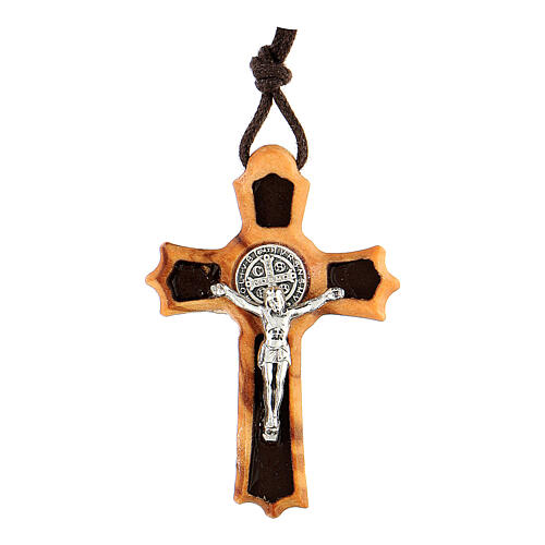 Small cross St. Benedict in olive wood 4 cm 1