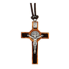 Olivewood cross of Saint Benedict 4x2 cm