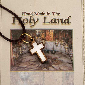 Cross pendant in Holy Lady wood and mother of pearl