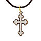 Pendentif croix trilobée bois Terre sainte et nacre s1