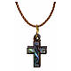 Cross in Holy Lady wood, mother of pearl, green outline s1
