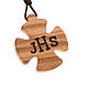 Kreuz Anhänger Olivenholz mit JHS s1