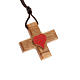 Greek cross pendant in olive wood with heart s1