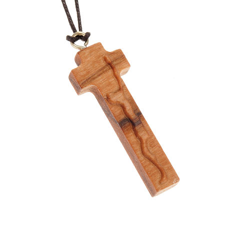 Colgante crucifijo estilizado madera olivo 1