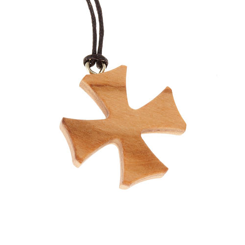 Malta cross pendant in olive wood 1