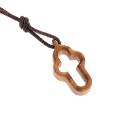Cross pendant in olive wood - carved