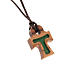 Tau cross pendant in green olive wood s1