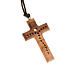 Cross pendant in olive wood and holes s1