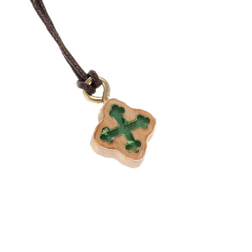 Trefoil cross, engraved in greed olive wood 1