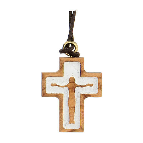 Cross in olive wood with Jesus body in relief 1