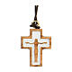 Cross in olive wood with Jesus body in relief s1