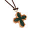 Gothic cross with engraving in olive wood, green s1