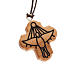 Cross pendant in olive wood with Holy Spirit carving s1