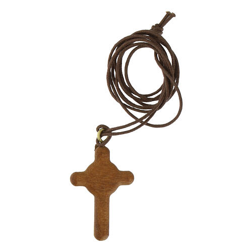 Cross pendant in olive wood with sacred images. 3