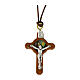 Cross pendant in olive wood with sacred images. s1