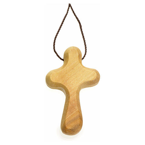 Croix de vie stylisée bois d'olivier Terre Sainte 1